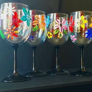 Wine glasses With Black Stem.